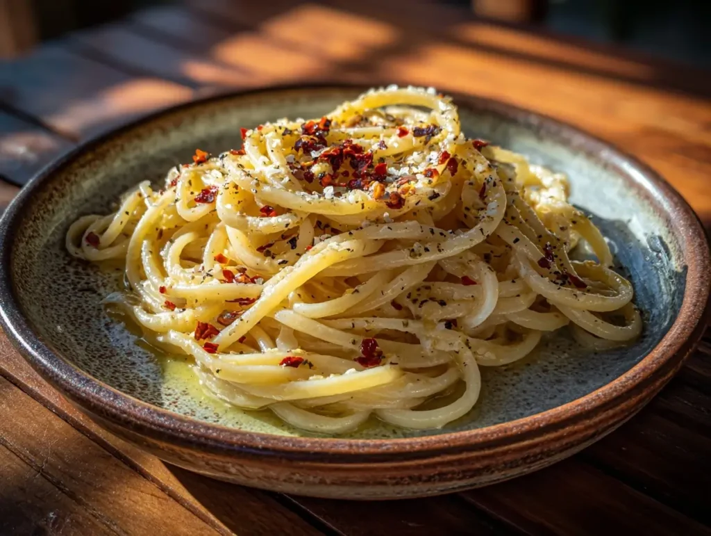 Gordon Ramsay aglio olio recipe on plate