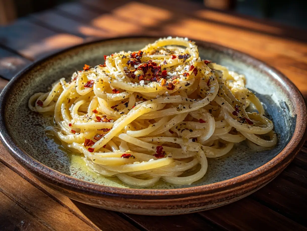 Gordon Ramsay aglio olio recipe on plate