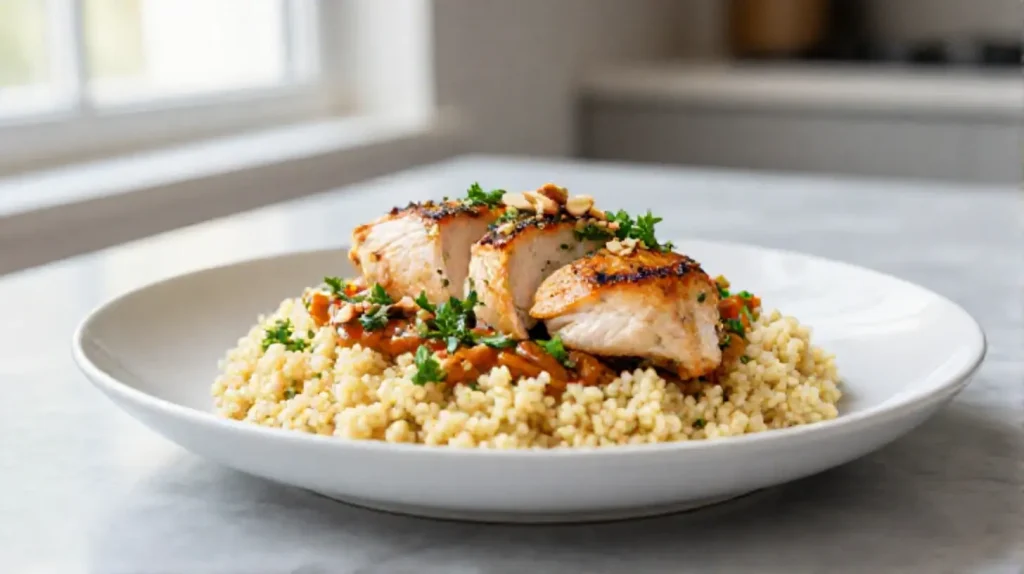 A visually stunning plate of Gordon Ramsay's chicken pilaf recipe, brimming with flavorful chicken, aromatic spices, and fluffy rice.