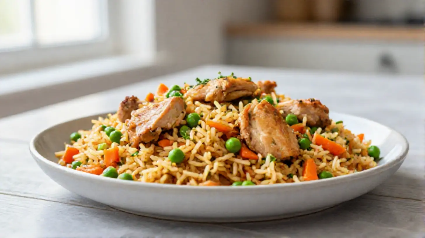 A visually stunning plate of Gordon Ramsay's chicken pilaf recipe, brimming with flavorful chicken, aromatic spices, and fluffy rice.